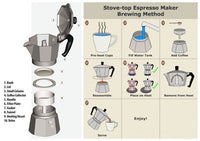 Vev  Vigano 6 Cups INOX VESPRESS Stove Top Espresso Maker